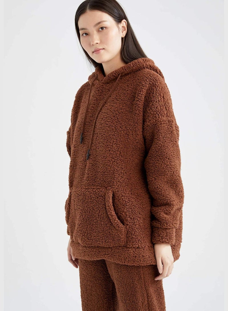 Oversize Long Sleeve Sweatshirt With Kangaroo Pockets