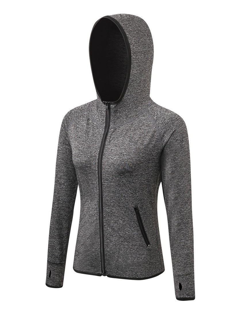 Women Quick Dry Breathable Elastic Coat Grey