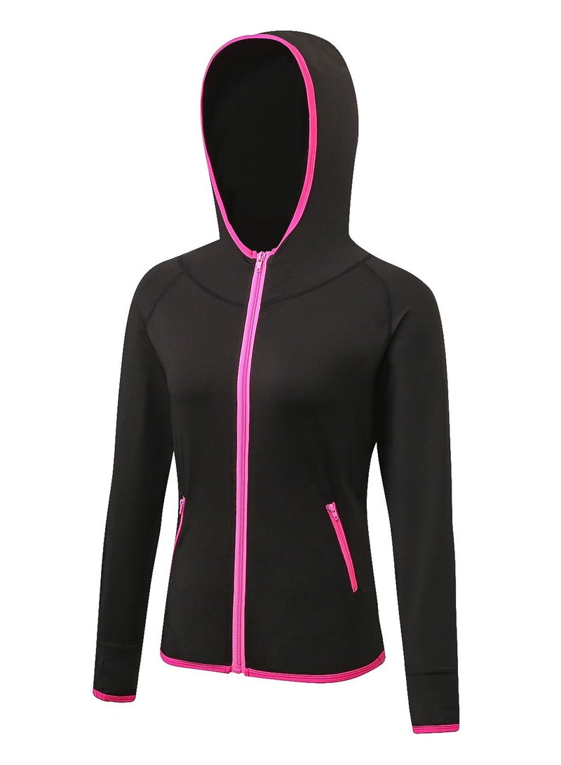 Women Quick Dry Breathable Elastic Coat Black/Red