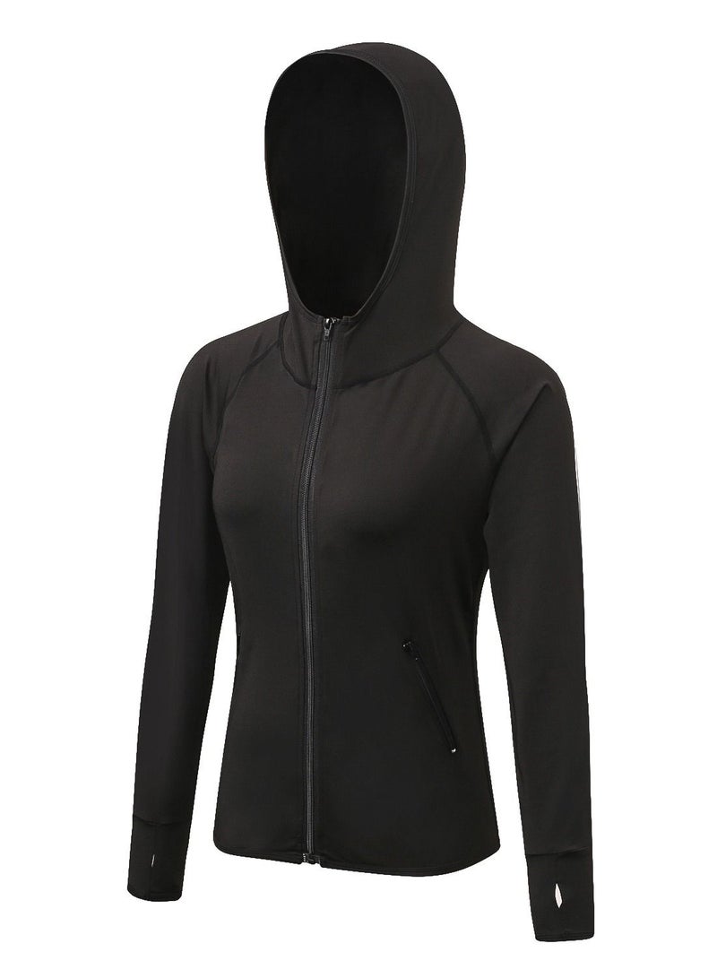 Women Quick Dry Breathable Elastic Coat Black