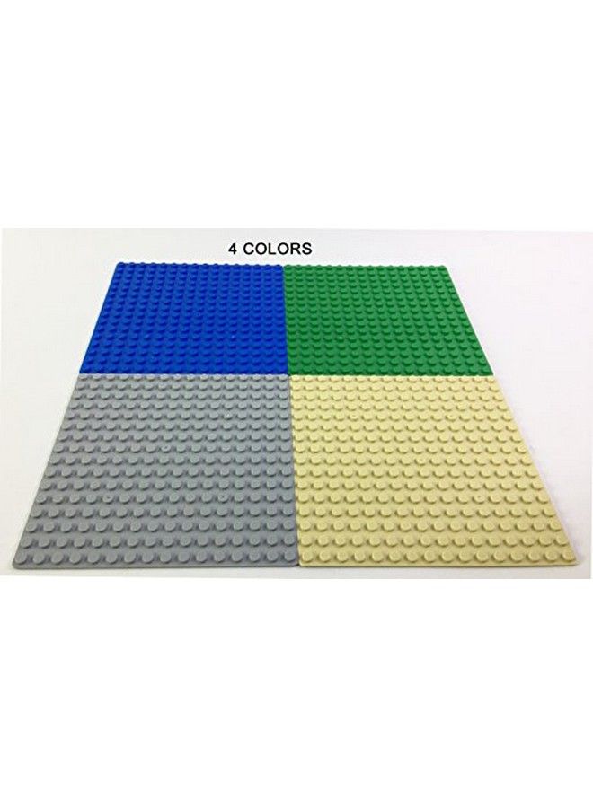 10 Pack Compatible 5 X 5 Inches Baseplates 16 X 16 Studs 16X16 Variety Base Plate Pack Includes: Grey Green Blue And Tan , 100% Fits Lego