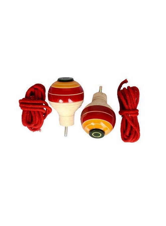 Wooden & Plastic Spinning Lattu I With Thread I Bhawra I Latto I Bambaram I Traditional Indian Game I Outdoor Games I Fun & Therapeutic I Toys For Kids & Adults I Pack Of 4 Pcs