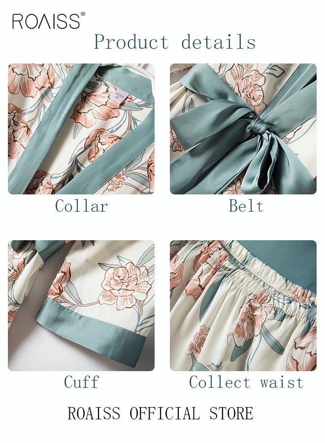 5-Pack Women's Pajama Set Sling with Chest Pad Nightdress Sweet Sleepwear Home Wearing Clothes Suits Ladies Floral Printing Nightwear Lingerie Robe Underwear Shorts Summer Spring Blue