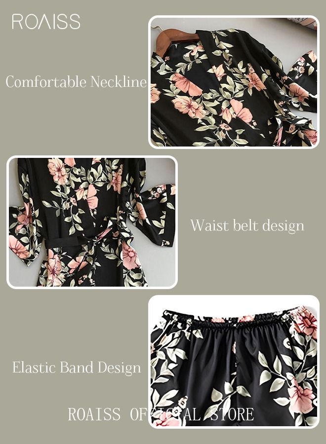 5-Pack Women's Sleepwear Set Sling Lace Nightdress Sweet Pajama Home Wearing Clothes Loungewear Suits Floral Printing Ladies Nightwear Lingerie Robe Underwear Shorts Summer Spring