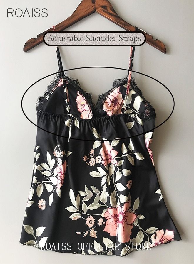 5-Pack Women's Sleepwear Set Sling Lace Nightdress Sweet Pajama Home Wearing Clothes Loungewear Suits Floral Printing Ladies Nightwear Lingerie Robe Underwear Shorts Summer Spring