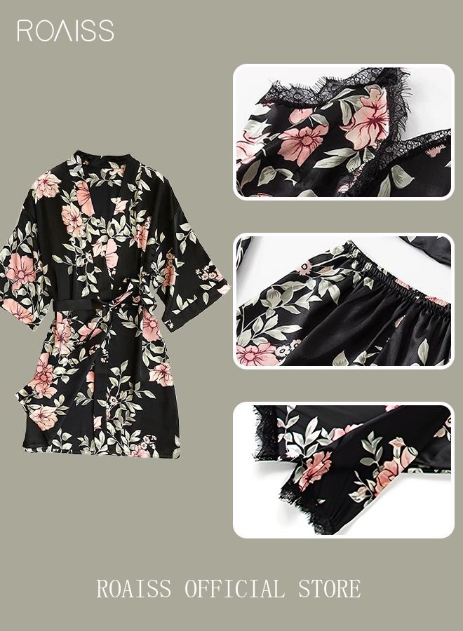 5-Pack Women's Sleepwear Set Sling Lace Nightdress Sweet Pajama Home Wearing Clothes Loungewear Suits Floral Printing Ladies Nightwear Lingerie Robe Underwear Shorts Summer Spring