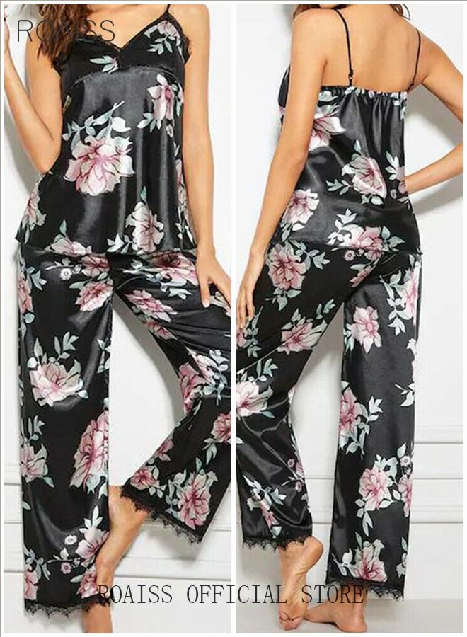 5-Pack Women's Sleepwear Set Sling Lace Nightdress Sweet Pajama Home Wearing Clothes Loungewear Suits Floral Printing Ladies Nightwear Lingerie Robe Underwear Shorts Summer Spring