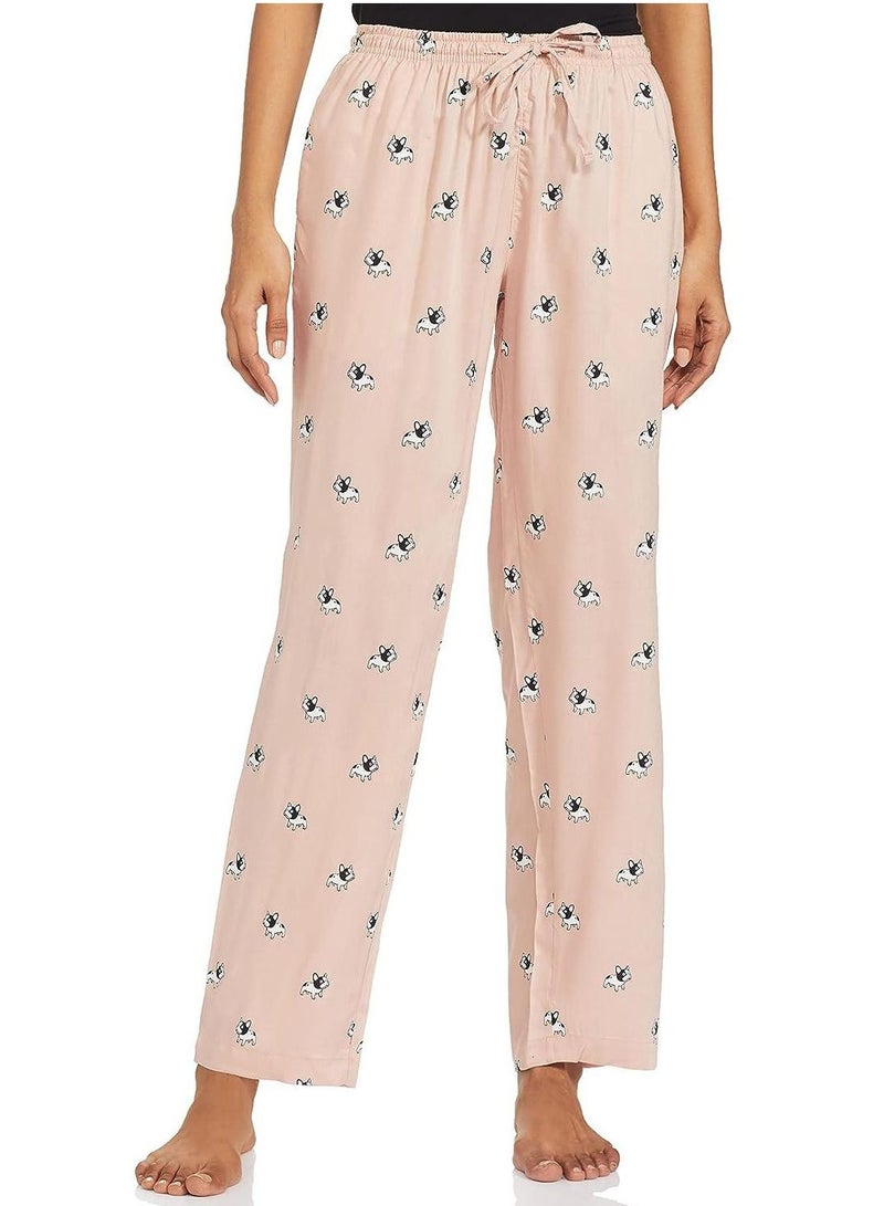 Baby Pink Viscose Pyjama Women Single Regular Fit Casual Pyjama