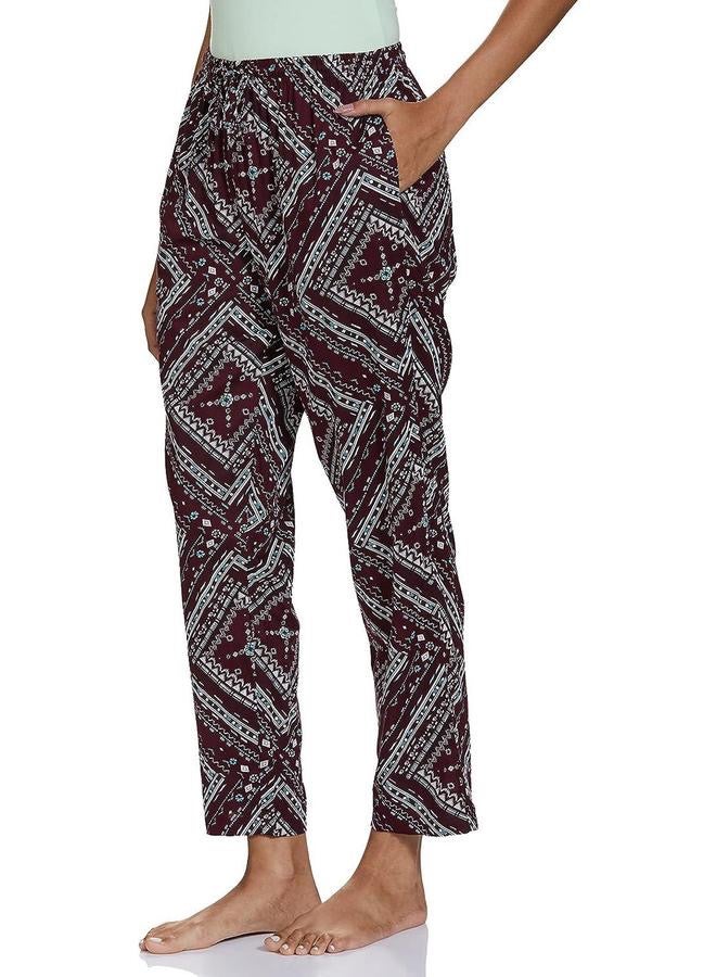 Maroon Viscose Pyjama Women Single Regular Fit Casual Pyjama