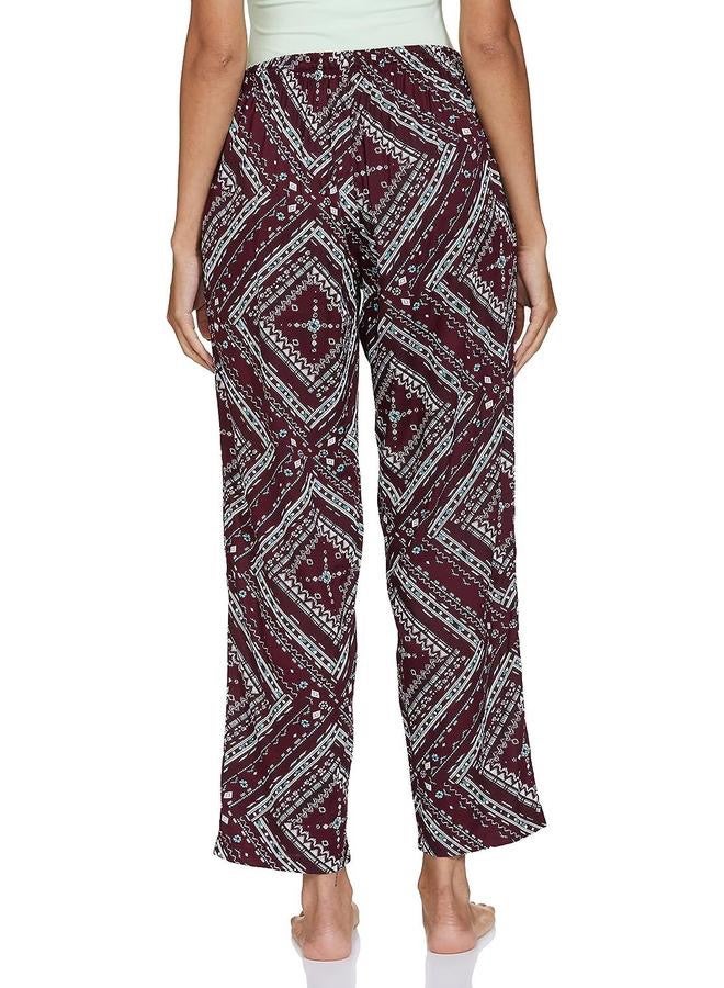 Maroon Viscose Pyjama Women Single Regular Fit Casual Pyjama