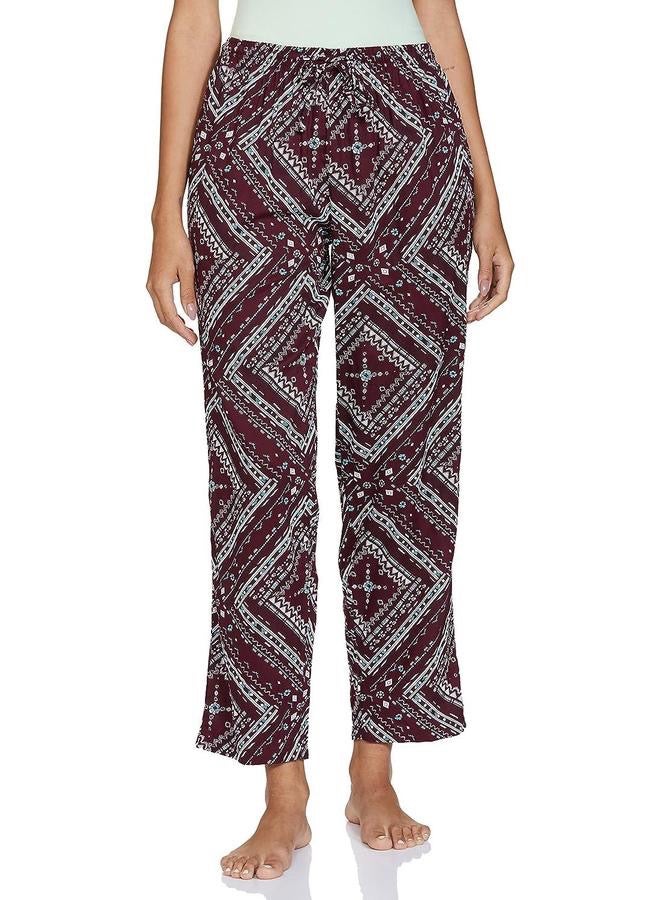 Maroon Viscose Pyjama Women Single Regular Fit Casual Pyjama