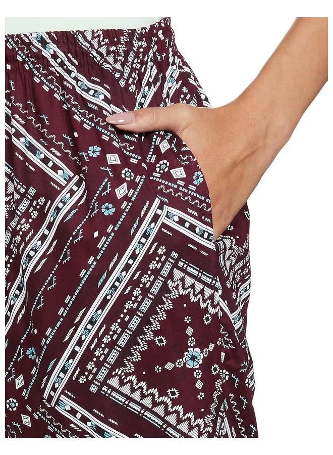 Maroon Viscose Pyjama Women Single Regular Fit Casual Pyjama
