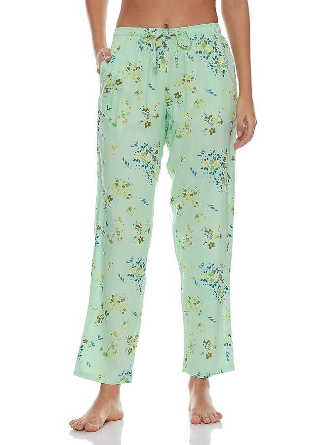 Light Green Viscose Pyjama Women Single Regular Fit Casual Pyjama
