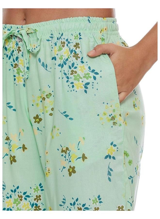 Light Green Viscose Pyjama Women Single Regular Fit Casual Pyjama