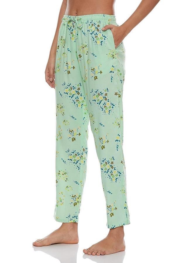 Light Green Viscose Pyjama Women Single Regular Fit Casual Pyjama