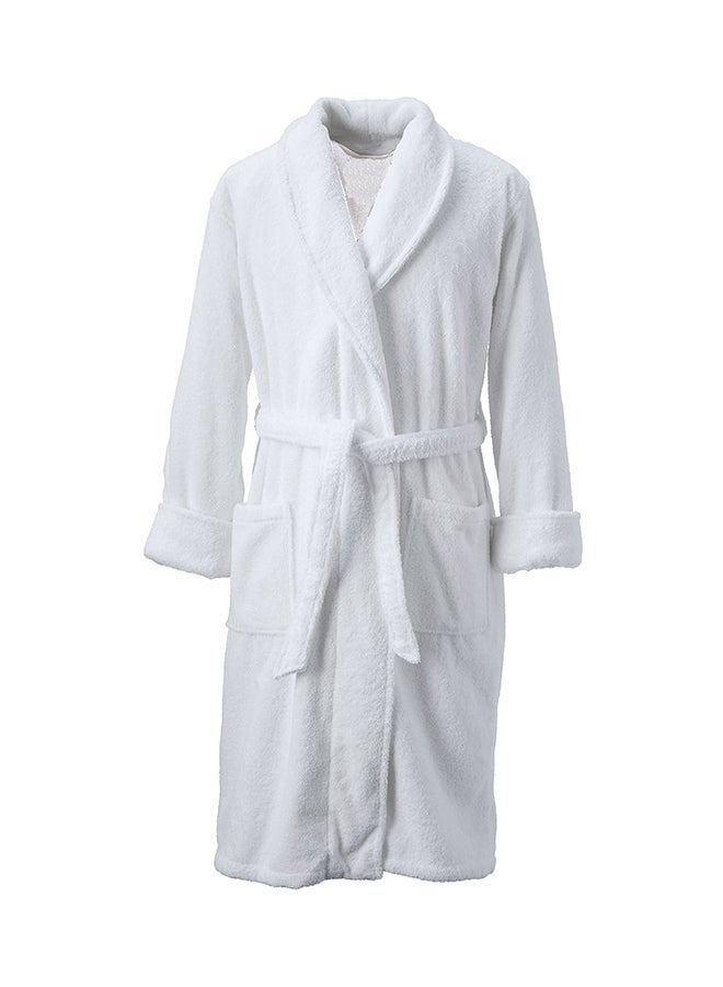 Terry Cotton Bathrobe Small/Medium White S/M