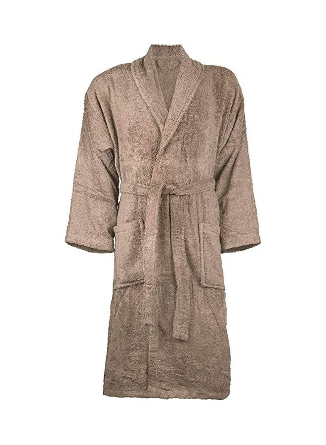 Cotton Shawl Collar Bathrobe Dark Beige XL