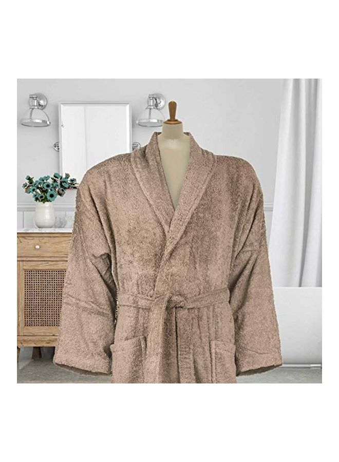 Cotton Shawl Collar Bathrobe Dark Beige XL