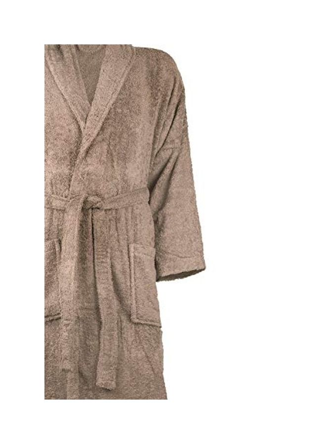 Cotton Shawl Collar Bathrobe Dark Beige XL