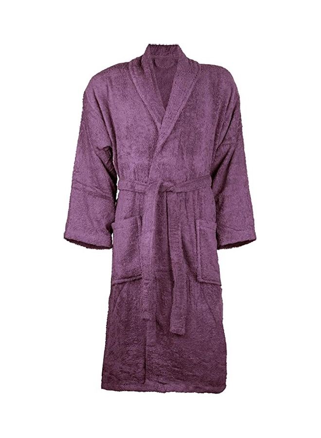 Cotton Shawl Collar Bathrobe Purple M