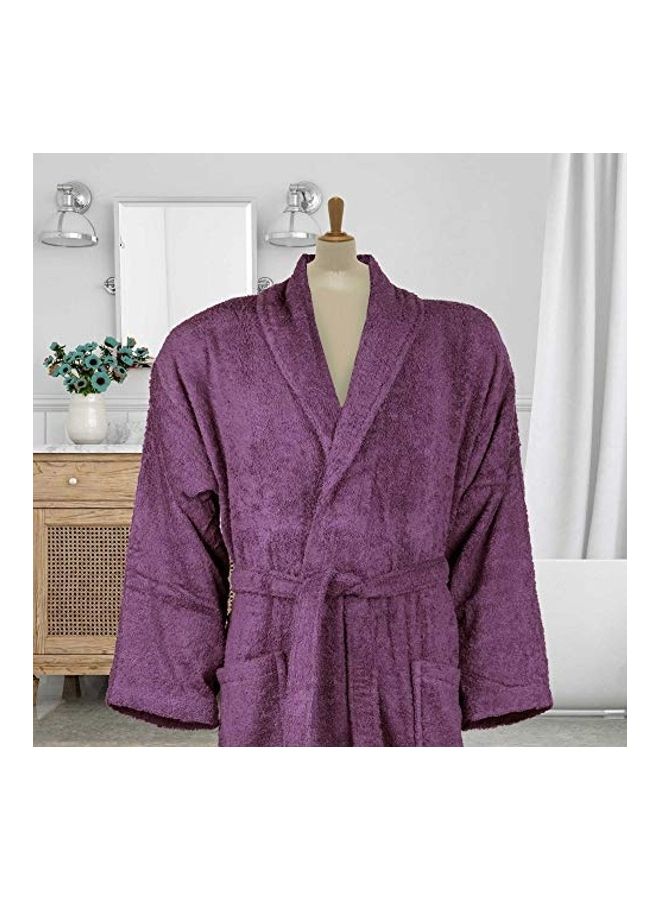 Cotton Shawl Collar Bathrobe Purple M