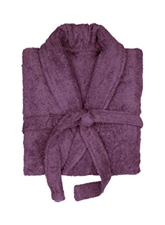 Cotton Shawl Collar Bathrobe Purple M