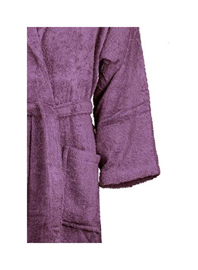 Cotton Shawl Collar Bathrobe Purple M