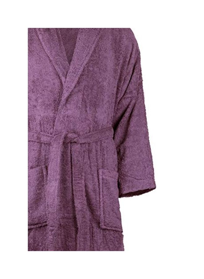 Cotton Shawl Collar Bathrobe Purple M