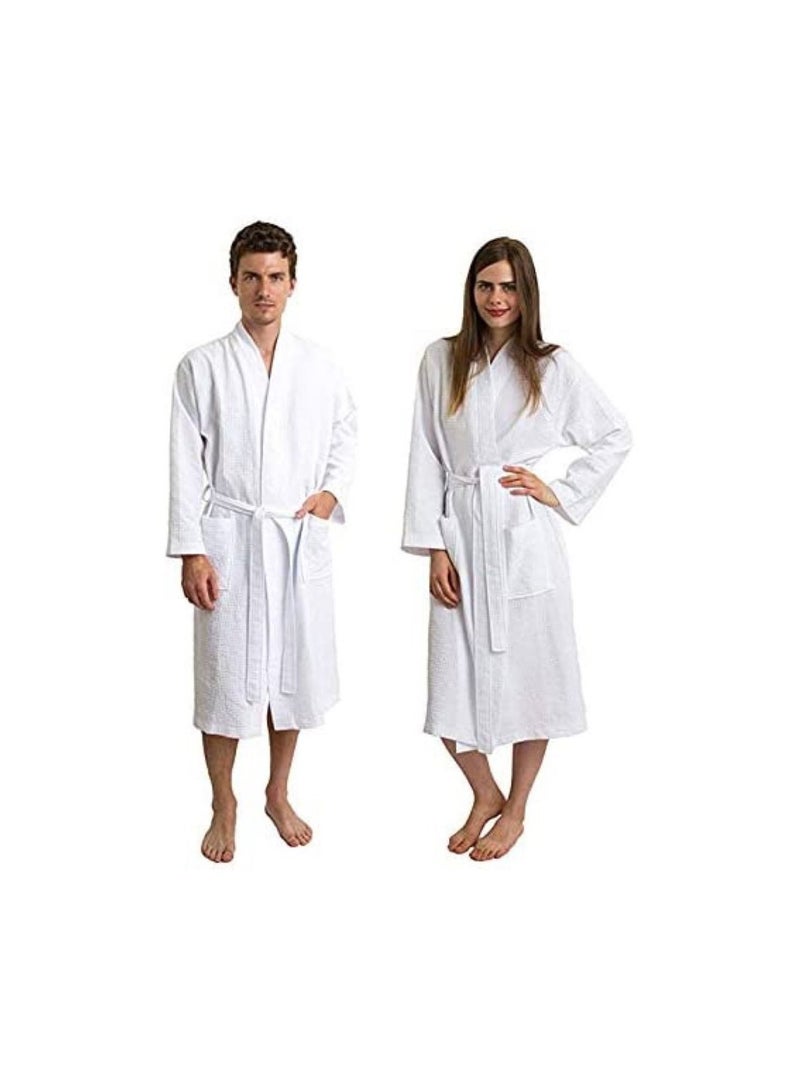 Terry Cotton Kimono Bathrobe, White