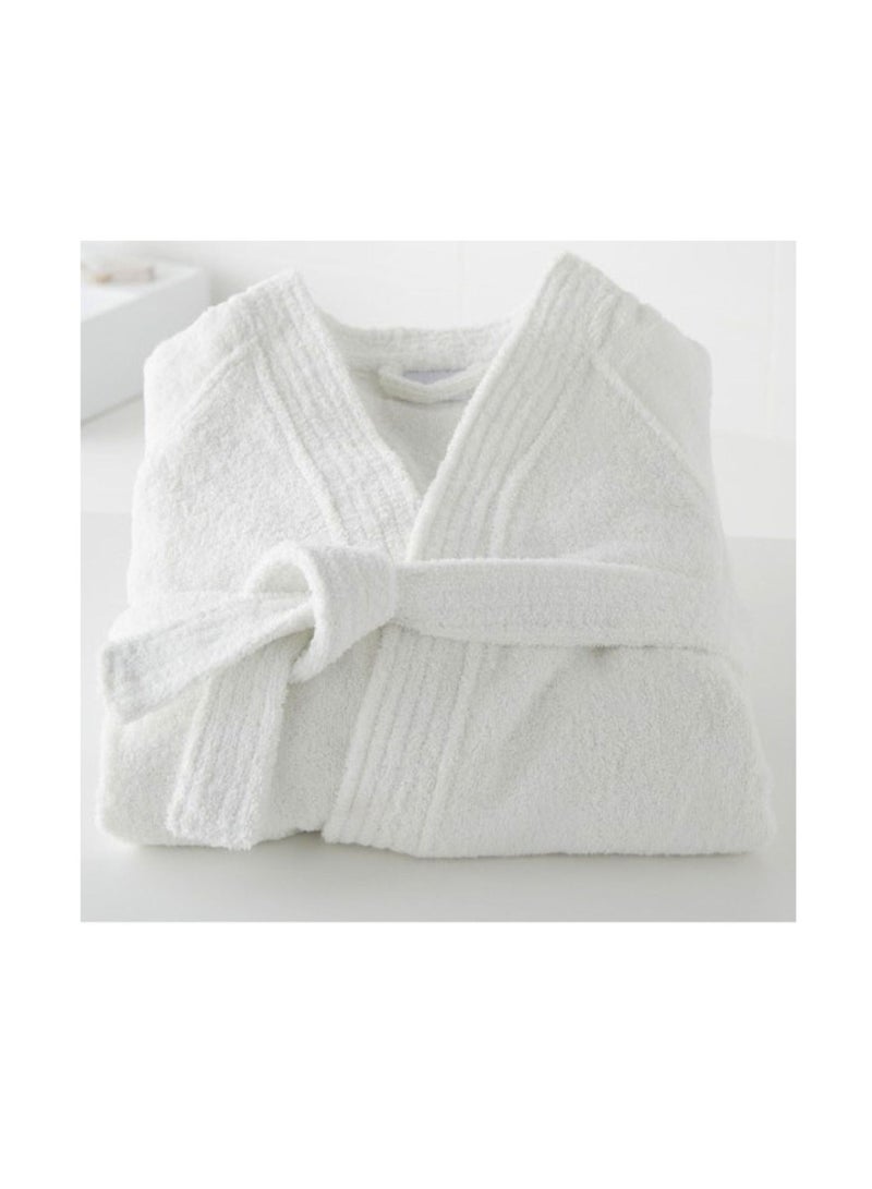 Terry Cotton Kimono Bathrobe, White