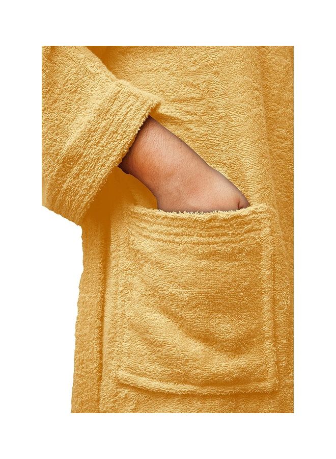 Bliss Casa Unisex Bathrobe 100% Cotton Super Soft Highly Absorbent Bathrobes For Women & Men Perfect for Everyday Use Unisex Adult Light Golden Adult Sizecm