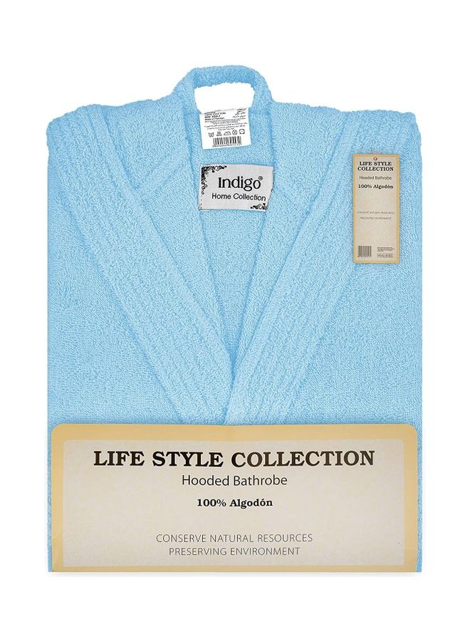 Bliss Casa Unisex Bathrobe 100% Cotton Super Soft Highly Absorbent Bathrobes For Women & Men Perfect for Everyday Use Unisex Adult Light Blue Adult Size