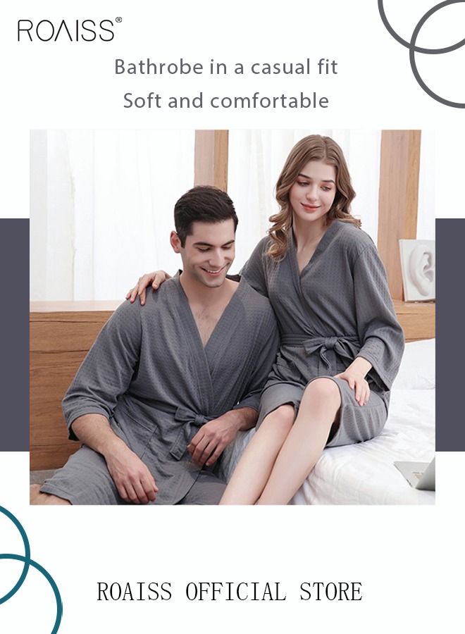 Women and Men Waffle Kimono Bathrobe Cotton Sleepwear Spa Robe Nightwear Nightgown Women Water Bathrobe Bridesmaid Robes Unisex Dressing Gown Autumn Robe