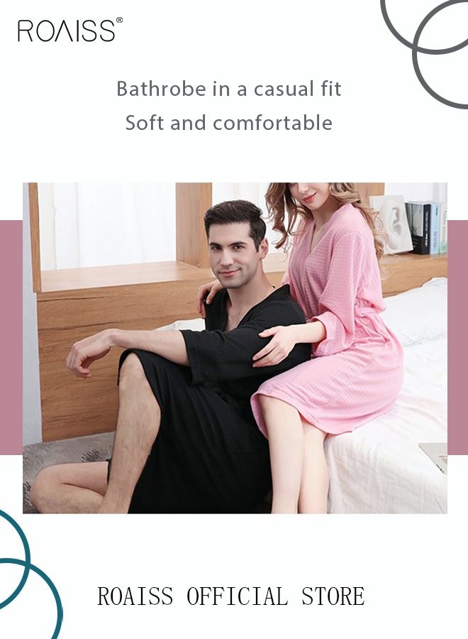Women and Men Waffle Kimono Bathrobe Cotton Sleepwear Spa Robe Nightwear Nightgown Women Water Bathrobe Bridesmaid Robes Unisex Dressing Gown Autumn Robe