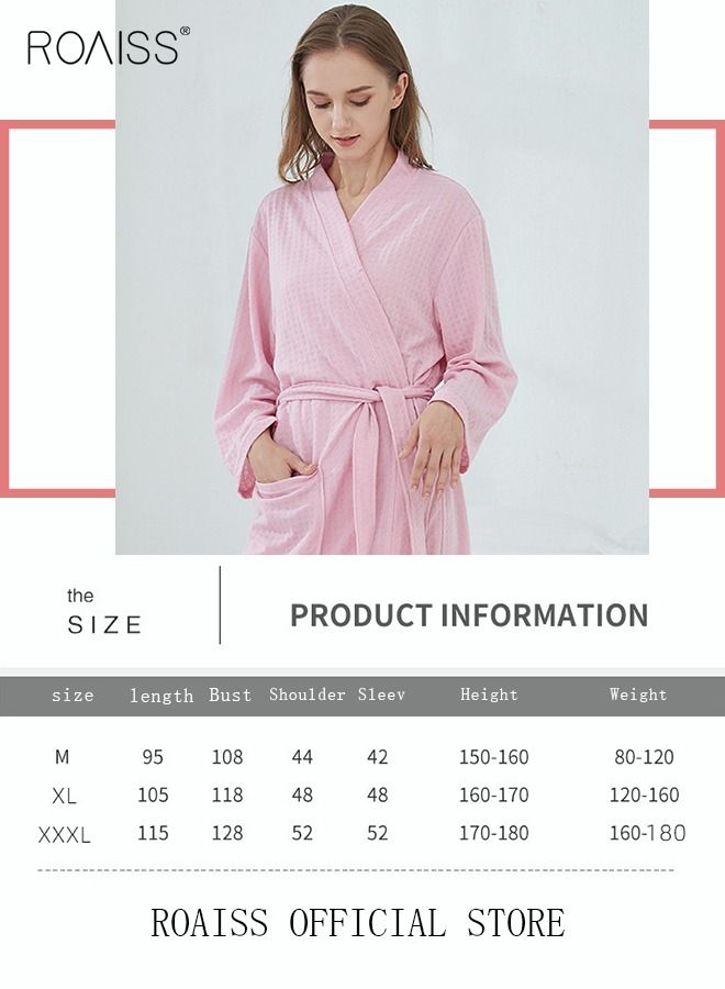 Women and Men Waffle Kimono Bathrobe Cotton Sleepwear Spa Robe Nightwear Nightgown Women Water Bathrobe Bridesmaid Robes Unisex Dressing Gown Autumn Robe