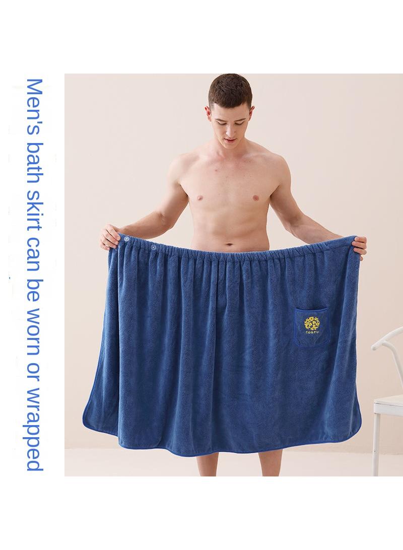 2-Piece Coral Fleecer Men's Bath Towel With Towel Mens Bathe Absorbent Bath Towel Quick Drying Enlarged Thickened Wearable Household Shower 80x150cm