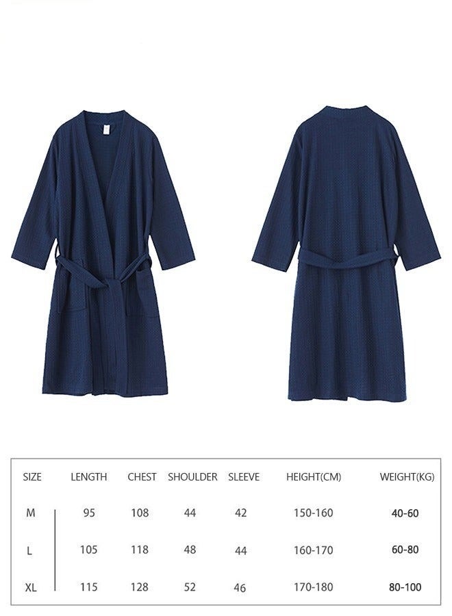 Women's Bathrobe Light Super Absorbent Skin-friendly Home Clothes Nightgown Suitable For All Seasons Navy Blue