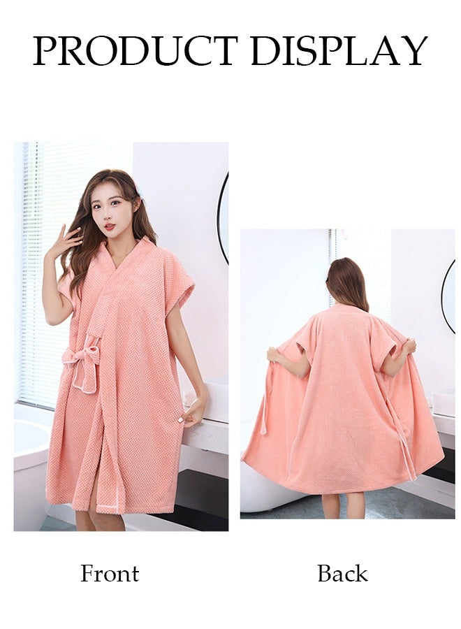 Women's Waffle Kimono Bathrobe Short Sleeve Sleepwear Spa Robe Nightwear Nightgown Women Water Bathrobe Bridesmaid Robes Dressing Gown Autumn Robe