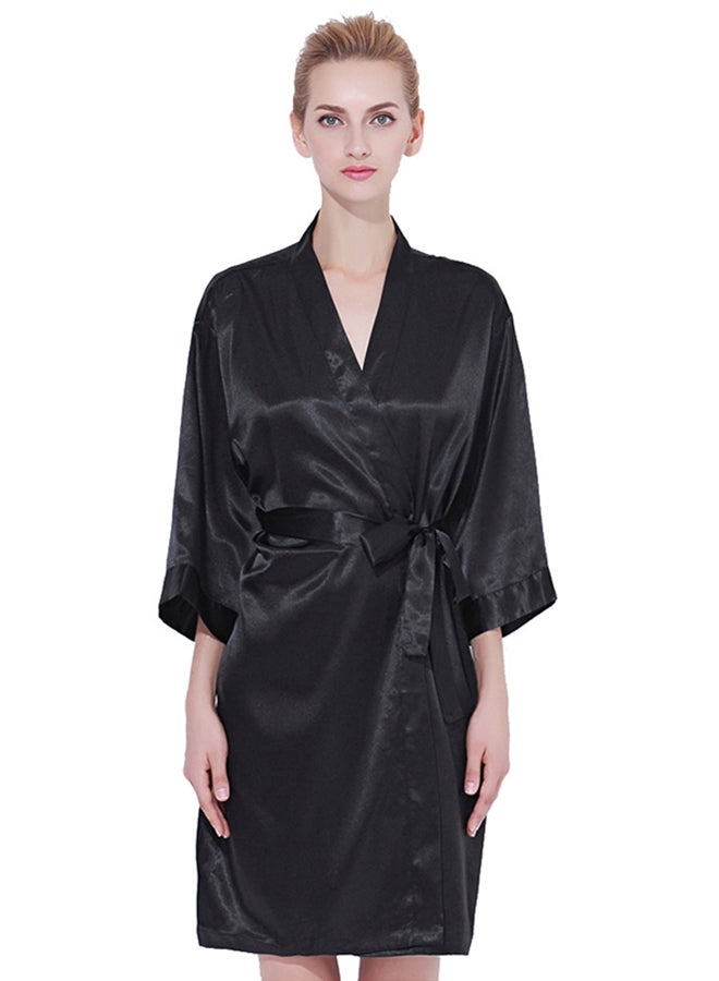 Solid Belted Robe Black