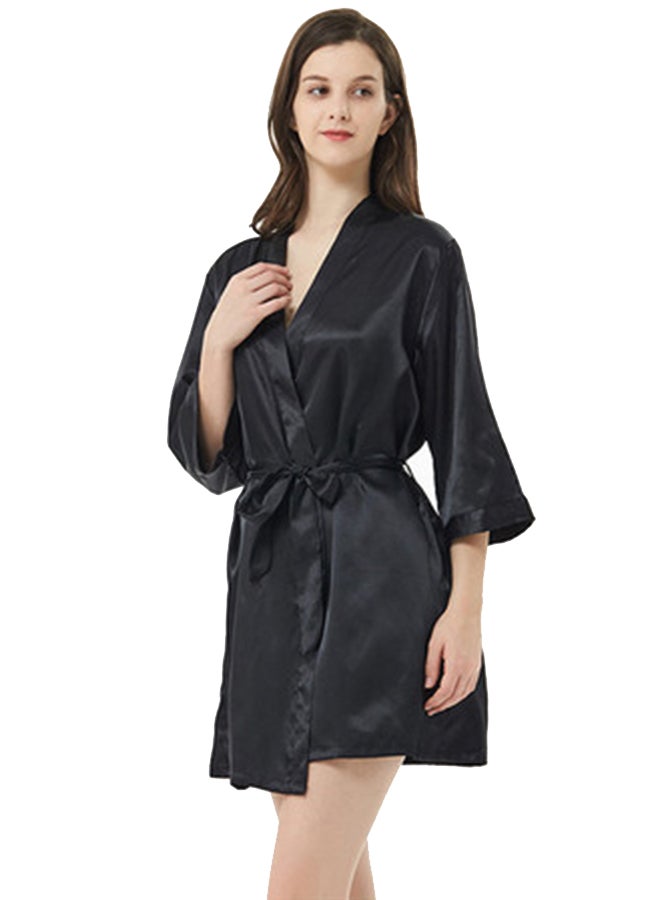 Solid Belted Robe Black