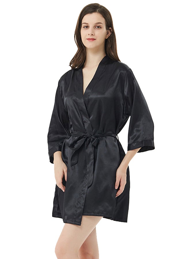 Solid Belted Robe Black