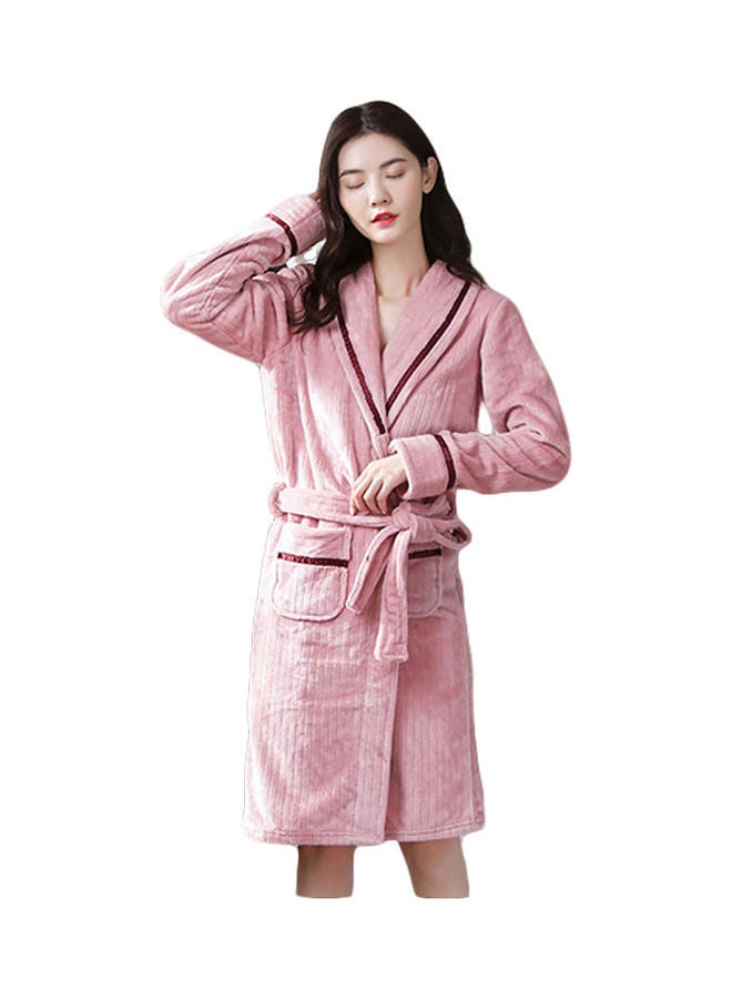 Coral Velvet Night Robe Pink