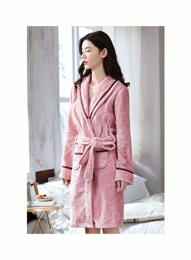 Coral Velvet Night Robe Pink