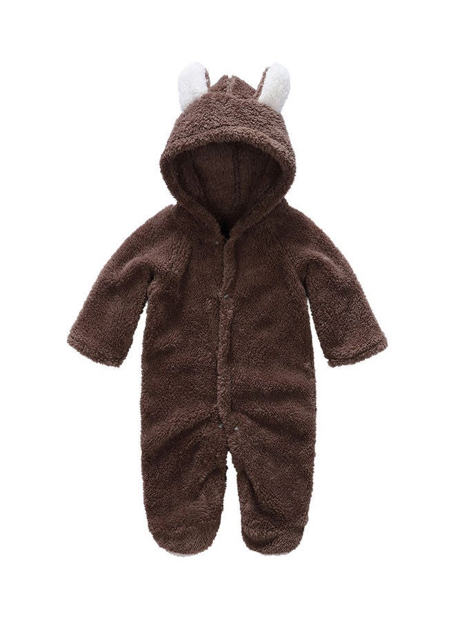 Long Sleeve Hooded Climbing Romper Suits Brown