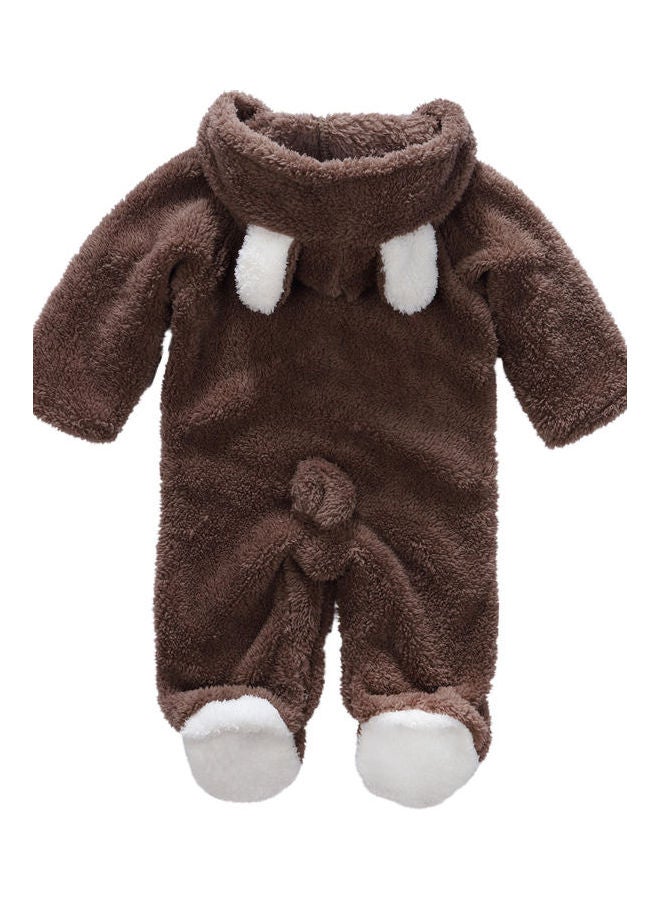 Long Sleeve Hooded Climbing Romper Suits Brown