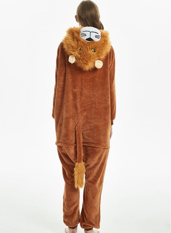 Lion Shaped Animal Hooded Onesie Brown