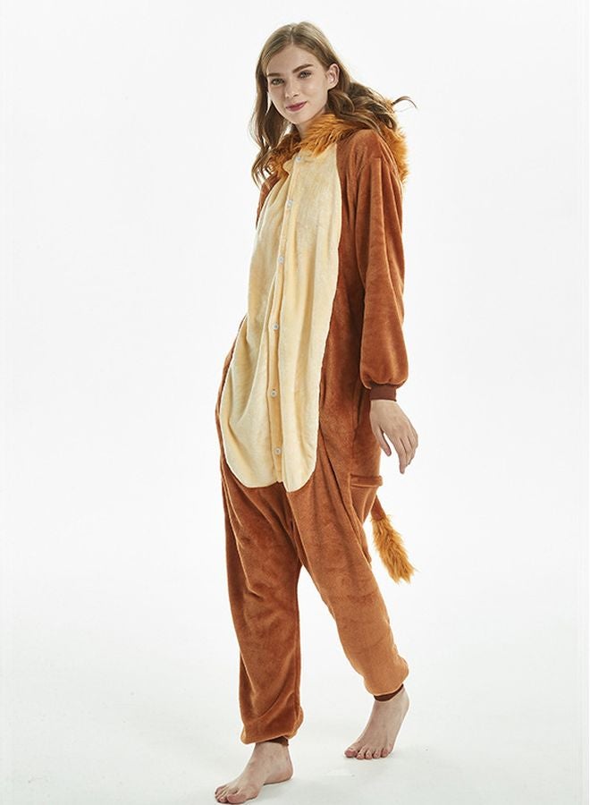 Lion Shaped Animal Hooded Onesie Brown