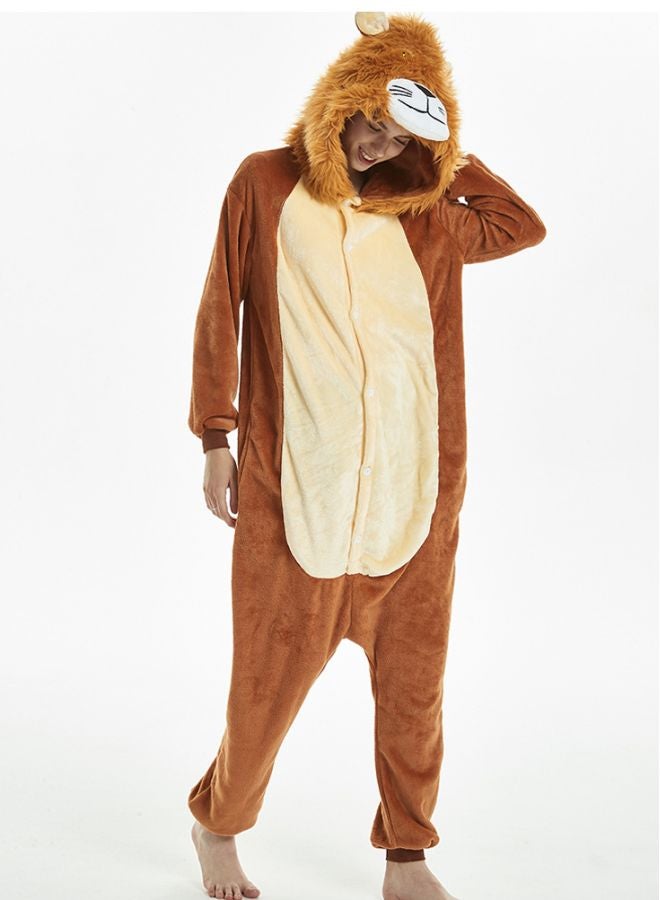 Lion Shaped Animal Hooded Onesie Brown