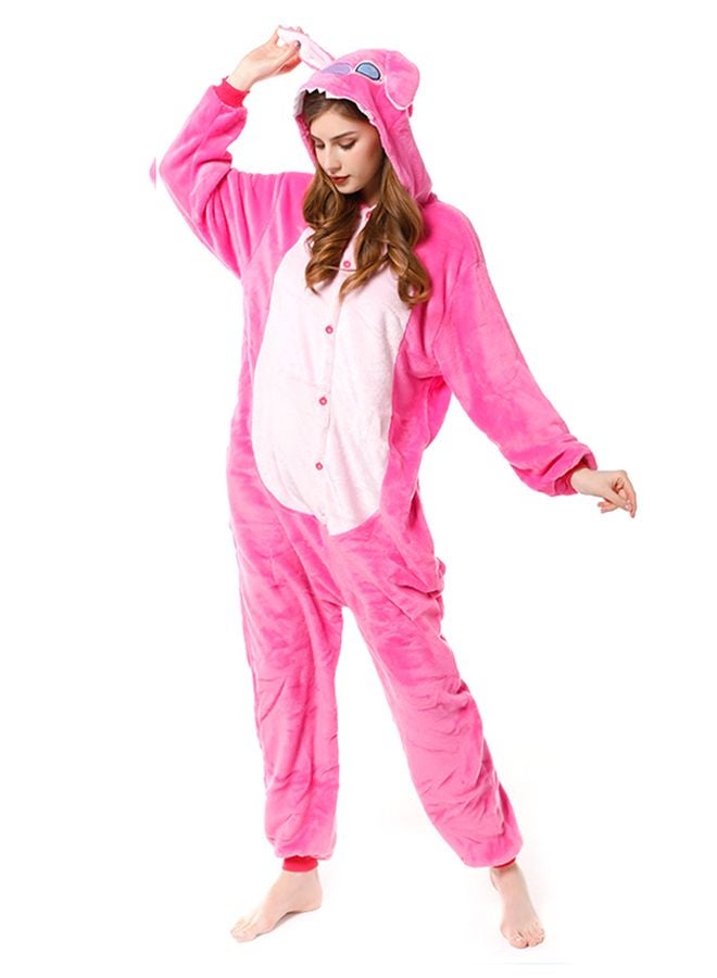 Cartoon Pattern Comfy Onesie Rose Red