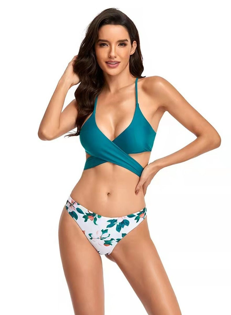 Womens Two Piece Swimwear with Printed Bottom